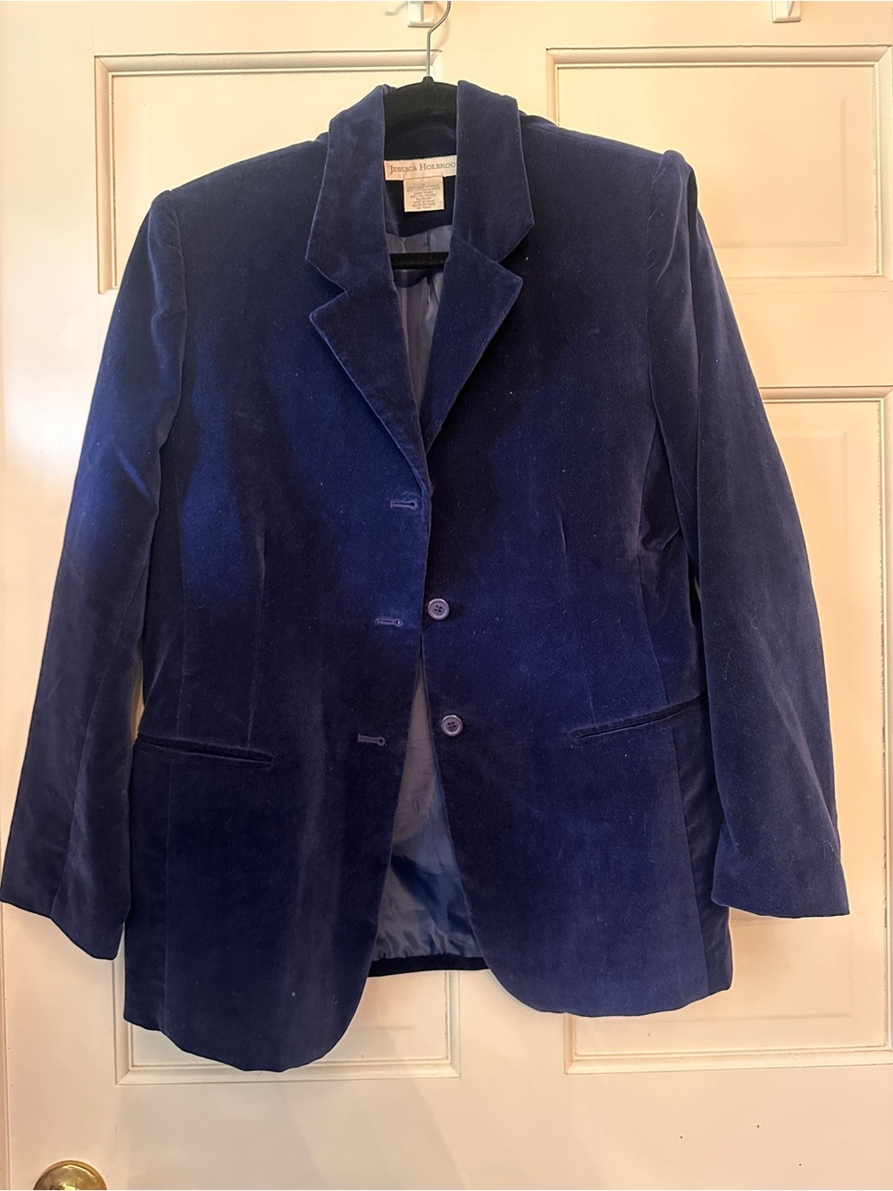Navy Velvet Blazer Jacket - Women's